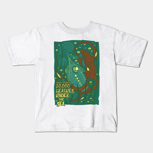 Twenty Thousand Leagues Kids T-Shirt by SquareDog